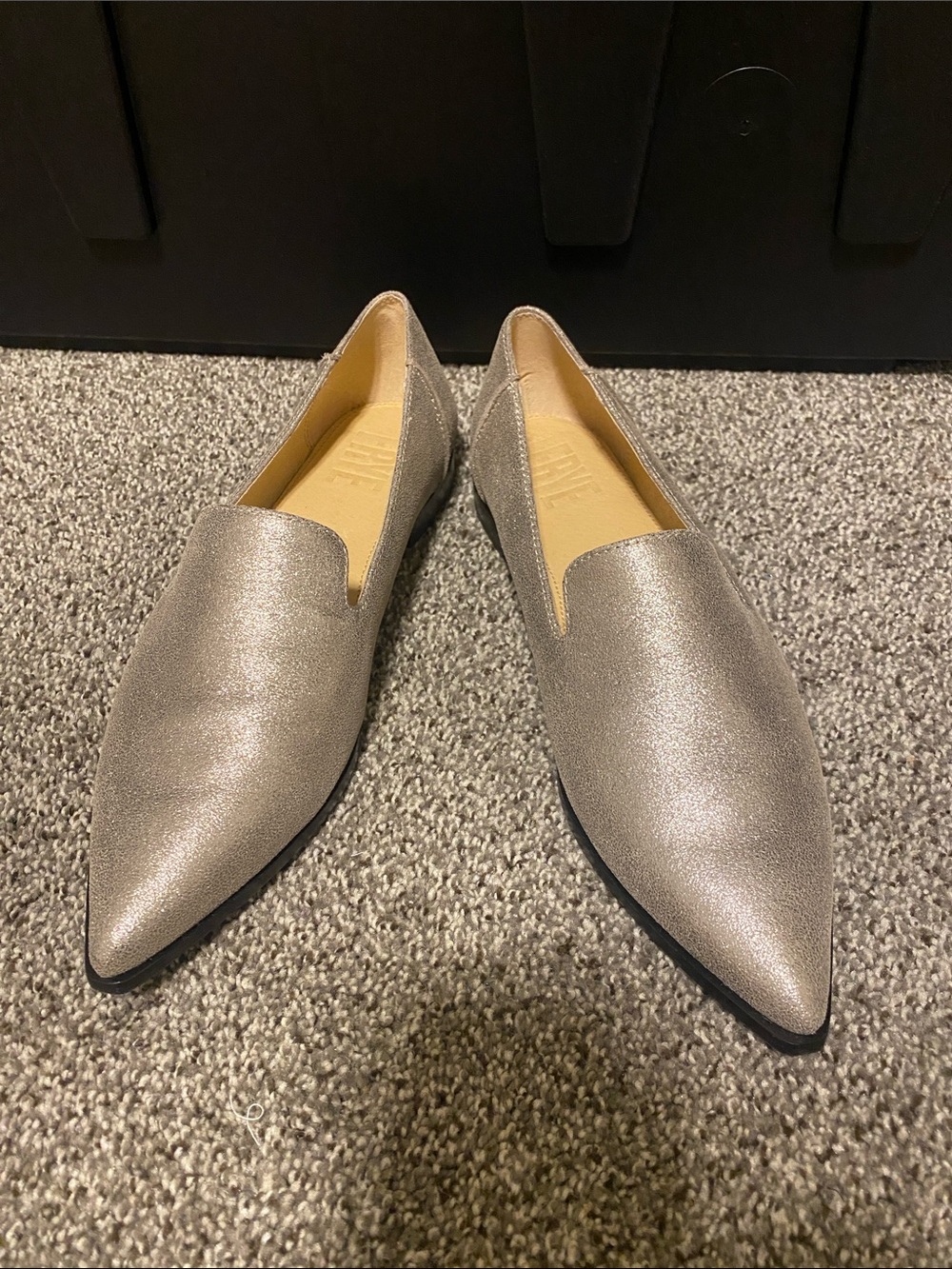 Frye Metallic Silver Pointed Slip-On Flats